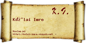 Kálai Imre névjegykártya