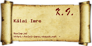 Kálai Imre névjegykártya